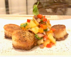Seared Scallops with Pineapple and Red Pepper Salsa